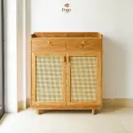 Tủ giày gỗ tần bì kết hợp mây FEGO