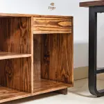 Kệ gỗ tự nhiên đa năng cạnh bàn làm việc/ Kệ để máy in, tài liệu FEGO - Ảnh 2
