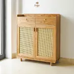 Tủ giày gỗ tần bì kết hợp mây FEGO - Ảnh 2