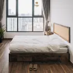 Giường gỗ thông tự nhiên nâu rustic 1m6 FEGO