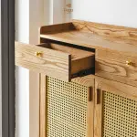 Tủ giày gỗ tần bì kết hợp mây FEGO - Ảnh 3