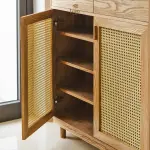 Tủ giày gỗ tần bì kết hợp mây FEGO - Ảnh 4