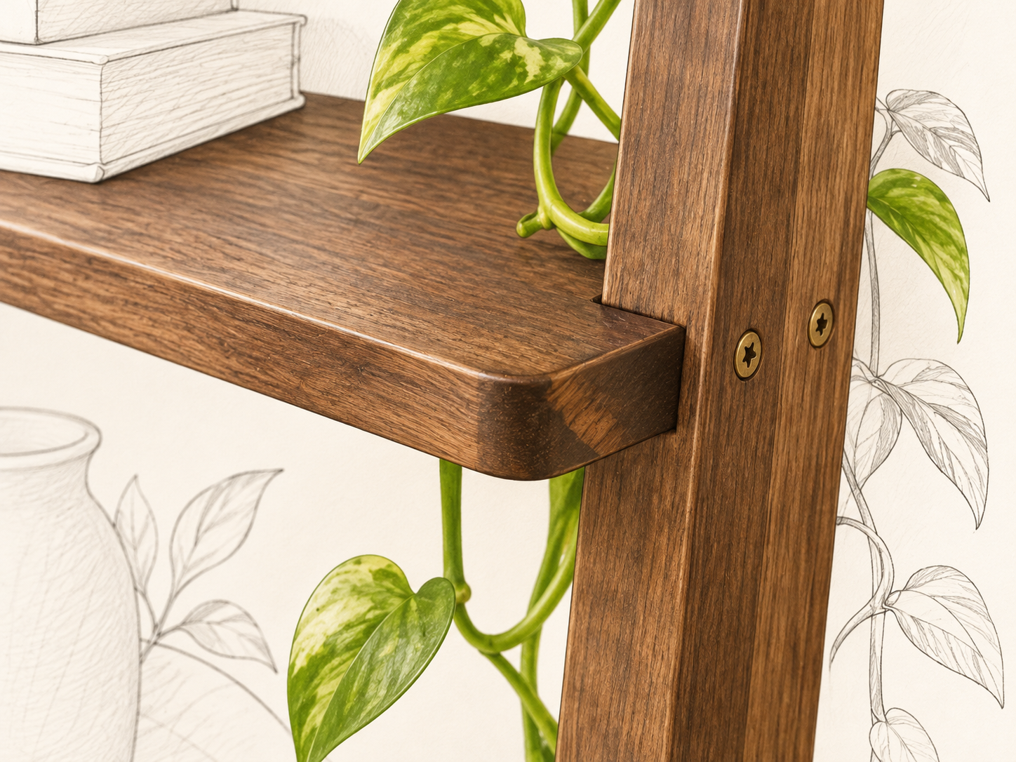 Kết cấu kệ thang gỗ thông 4 tầng