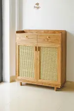 Tủ giày gỗ tần bì kết hợp mây FEGO - Ảnh 5