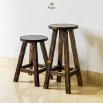 Ghế đôn gỗ thông FEGO mặt tròn vân gỗ nổi trang trí decor - Ảnh 2
