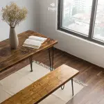 Ghế băng chân sắt Fego/ Ghế dài ngồi phòng ăn, phòng khách bằng gỗ tự nhiên - Ảnh 10