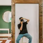Gương toàn thân treo tường / Gương đứng decor kèm chân kệ