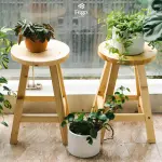 Ghế đôn gỗ thông FEGO mặt tròn vân gỗ nổi trang trí decor - Ảnh 5