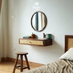 Bàn trang điểm gắn tường gỗ tự nhiên kết hợp cánh mây FEGO - Ảnh 3
