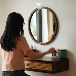 Bàn trang điểm gắn tường gỗ tự nhiên kết hợp cánh mây FEGO - Ảnh 6