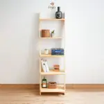Kệ thang gỗ thông 5 tầng màu vàng kem tự nhiên cao 160cm