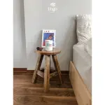 Ghế đôn gỗ thông FEGO mặt tròn vân gỗ nổi trang trí decor