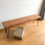 Ghế băng chân sắt Fego/ Ghế dài ngồi phòng ăn, phòng khách bằng gỗ tự nhiên - Ảnh 5