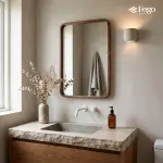 Gương Treo Tường Lavabo Gỗ Tự Nhiên Fego - Gương Bàn Trang Điểm Viền Gỗ Chữ Nhật - Ảnh 6